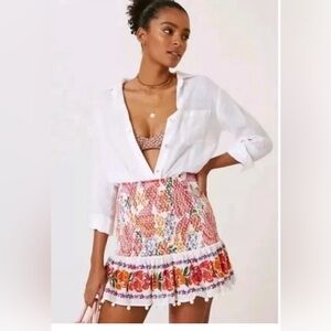 NEW $150 Farm Rio Anthropologie Smocked Skirt sz M